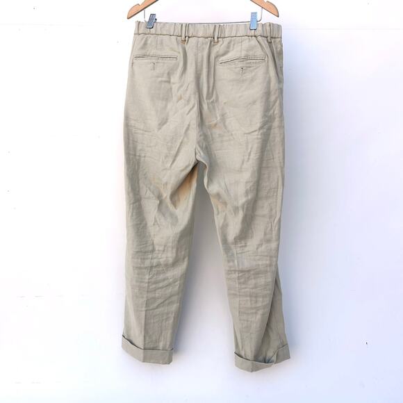 Todd Snyder Men’s Traveler Suit Trousers Drawstring Linen Pants Beige M - Picture 5 of 7